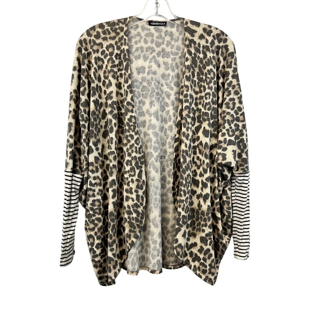 Heimish USA Womens Long Dolman Sleeve Mixed Print Lightweight Cardigan S
